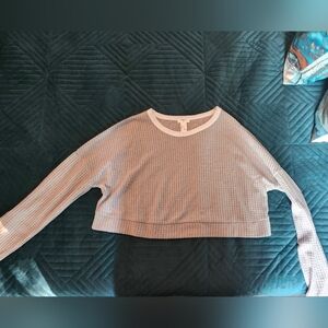 Size small forever21 Grey cropped waffle knit long sleeve sweater